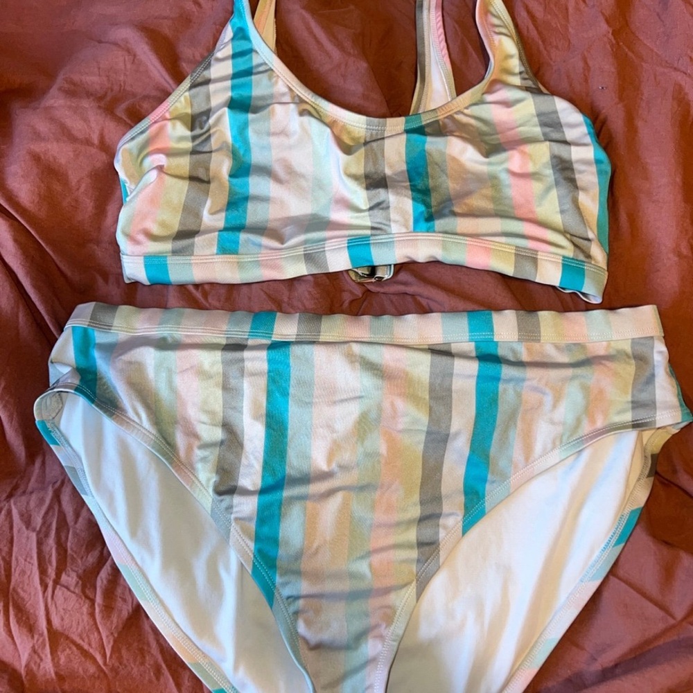 No Boundaries Multicolor Striped Bikini